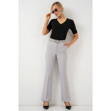 Rose's Boutiqe All About Women 6538 Kemerli Ispanyol Paça Pantolon - Gri