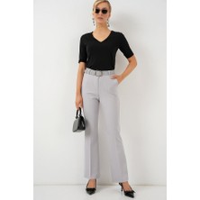 Rose's Boutiqe All About Women 6538 Kemerli Ispanyol Paça Pantolon - Gri