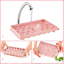 Kapaklı Yuvarlak 33 Bölmeli Buz Küpü Tepsisi, Dondurucu Daire Buz Küre Kalıp Yapımı 1 Adet M-33