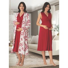 Dvina Effortt Lohusa Sabahlıklı Gecelik Takımı Fuşya - 8035