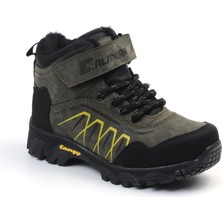 Unisex Çocuk Haki Siyah Içi Kürklü Kışlık Termo Taban Suya Soğuğa Dayanıklı Günlük Rahat Outdoor Bot