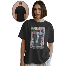 Oversize Justin Timberlake Yazılı Tişört, Unisex Timberlake Baskılı Bisiklet Yaka T-Shirt