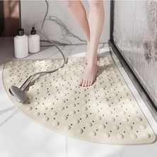 Duş Paspası Köşe Duş Vantuzlu Gider Delikli Latte 54X54 cm M-163