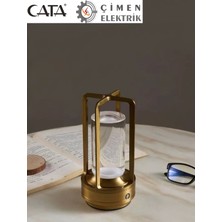 Cata Ct 8439 Vegas Şarjlı Masa Lambası Gold 3 Fonksiyonlu (1800K-2800K-6400K)