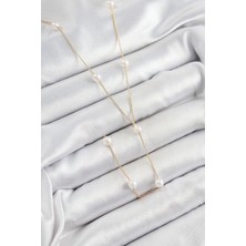 Pirinç Inci Figürlü Y Model Gold Renk Kadın Kolye