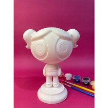 Powerpuff Girls – 3’lü Boyama Seti (Blossom, Bubbles, Buttercup) 10 cm | 6 Renk Akrilik Boya 2 Fırça