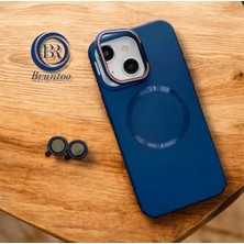 Apple Iphone 15 Uyumlu Magnezyum Serisi Standlı Kapak Magsafe Sert Kılıf +Lens Koruma .