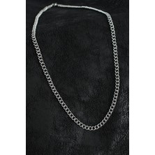 316L Çelik Klasik Oval Zincir Model Gümüş Renk Erkek Kolye