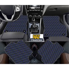 Renault Captur 2019 Sonrası  Uyumlu Mavi Dikişli Siyah Deri Paspas