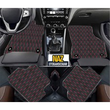 Renault Megane 4 2016 ve Sonrası Sedan Uyumlu Kırmızı Dikişli Siyah Deri Paspas