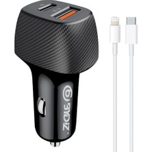 BY-38L Hızlı Araç Şarj Cihazı 38W Araba Çakmaklık Şarj Aleti + Lightning Kablo USB + Pd Girişli Iphone 14/13/12/12 Pro Max/11/xs Max/xr/x,airpods Pro