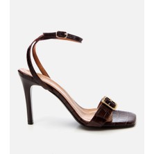 Hotiç Kadın Deri Kahverengi Kemerli Topuklu Sandalet