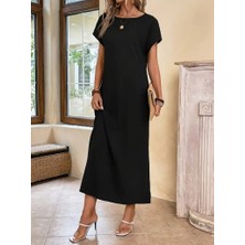 Rose's Boutiqe All About Women Kadın Uzun Kollu Yakası Açık Viskon Elbise