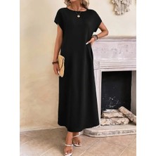 Rose's Boutiqe All About Women Kadın Uzun Kollu Yakası Açık Viskon Elbise