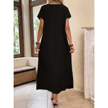 Rose's Boutiqe All About Women Kadın Uzun Kollu Yakası Açık Viskon Elbise