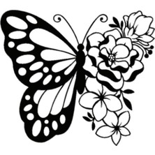 Çiçek Kelebek Oto Motor Laptop Duvar Folyo Sticker 40X36 cm