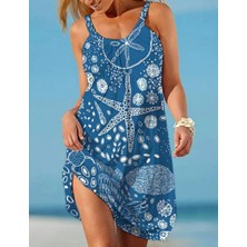 Rose's Boutiqe All About Women Kadın Askılı Deniz Yıldızı Desenli Süprem Elbise