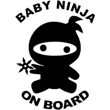Baby Ninja On Board Sticker Oto Motor Laptop Duvar Folyo Sticker 25X32 cm