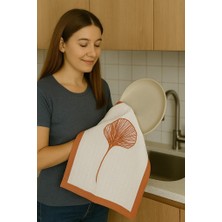 Magic Lady Kiremit Renk Yaprak Desenli 40X60 cm Müslin Kurulama Bezi Yumuşak ve Hızlı Kuruyan