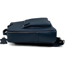 BYZ - 1212 LACİVERT ( HAKİKİ DERİ ) 39X30X9cm SIRT ÇANTASI