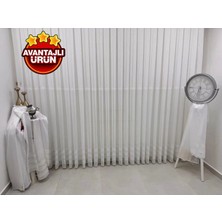 Nivemeshome Naturel DSN:6004 V- Gümüş Detaylı 1/3 Sık Pileli Tül Perde