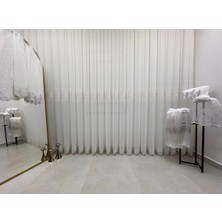 Nivemeshome Altın Dokulu DSN:2503  V-117 Premium Nakışlı  1/3 Sık Pileli Tül Perde Apm