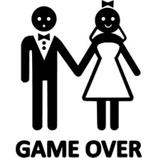 Evlendik ve Game Over Yapışkan Arma Araç&motor&dekor 10 x 12 cm