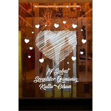 14 Şubat Sevgililer Günü Mağaza Vitrin Cam Kapı Duvar Sticker Süsleme