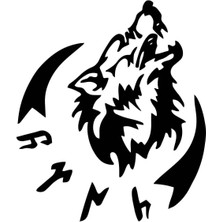 Göktürkçe Türk Kurt Oto Motor Laptop Duvar Folyo Sticker 50 x 55