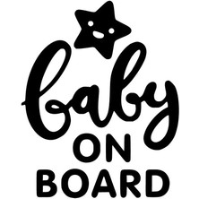 Baby On Board Yıldızlı Sticker Oto Motor Laptop Duvar Folyo Sticker 15X18 cm