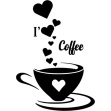 I Love Coffee - Araç, Oto, Laptop, Duvar Uyumlu Sticker 20*28 cm