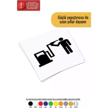 Benzin Pompası Kafaya Sticker Oto Motor Laptop Duvar Folyo Sticker 30 x 30 cm