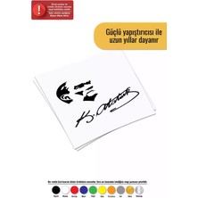 Atatürk Silüeti ve Imzası Sticker Oto Motor Laptop Duvar Folyo Sticker 40 x 40 cm