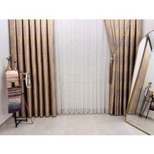 Nivemeshome Gold Sakallı Tül  1/3 Sık Pile Tül Perde Apm