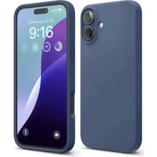 iPhone 16 Kılıf Nano Içi Kadife Silikon - Lacivert