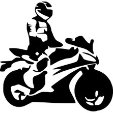 Yarış Motosikleti Oto Sticker Siyah 25 x 25 cm