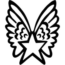 Kanatlı Yıldız Sticker Oto Motor Laptop Duvar Folyo Sticker 50X60 cm