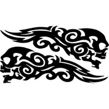 Alevli Kafatasları Sticker (Oto-Motor-Laptop-Duvar-Dekor) 10 x 5 cm
