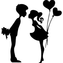 Öpüşen Gençler Sticker Oto Motor Laptop Duvar Folyo Sticker 10X10 cm