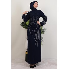 Giza Store Yase Taşlı Elbise Lacivert