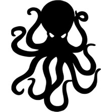 Sinirli Ahtapot Oto Sticker Siyah 25 x 30 cm