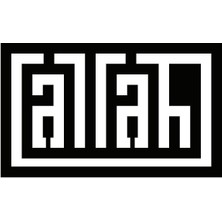 Latin Harfleri Ile Allah Lafzı Oto Motor Laptop Duvar Folyo Sticker (Tip 1) 40X24 cm