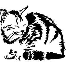 Uyuyan Kedi Sticker (Oto-Motor-Laptop-Duvar-Dekor) 20 x 16 cm