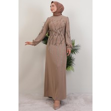 Giza Store Yase Taşlı Elbise Bej