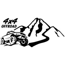 4x4 Off Road ve Dağlar Sticker Oto Motor Laptop Duvar Folyo Sticker 25X12 cm