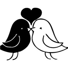 Öpüşen Kuşlar Sticker Tip 2 (Oto-Motor-Laptop-Duvar-Dekor) 10 x 8 cm