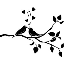 Şarkı Söyleyen Kuşlar Sticker Oto Motor Laptop Duvar Folyo Sticker 10 x 7 cm