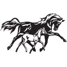 At ve Yavrusu Tip 1 Sticker 10 x 6 cm