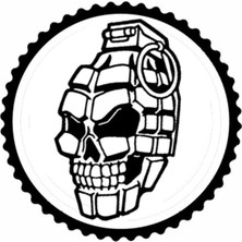 El Bombası Kuru Kafa Tasarım Sticker 10 x 10 cm