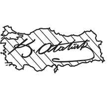 Atatürk Imzası ve Türkiye Haritası Oto Arka Cam Sticker 20 x 10 cm